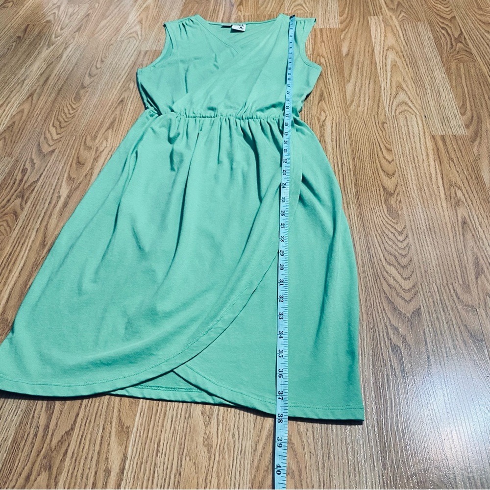 Sz S Vera Moda Sleeveless Mint Green Faux Wrap Summer Midi Dress - Picture 5 of 5
